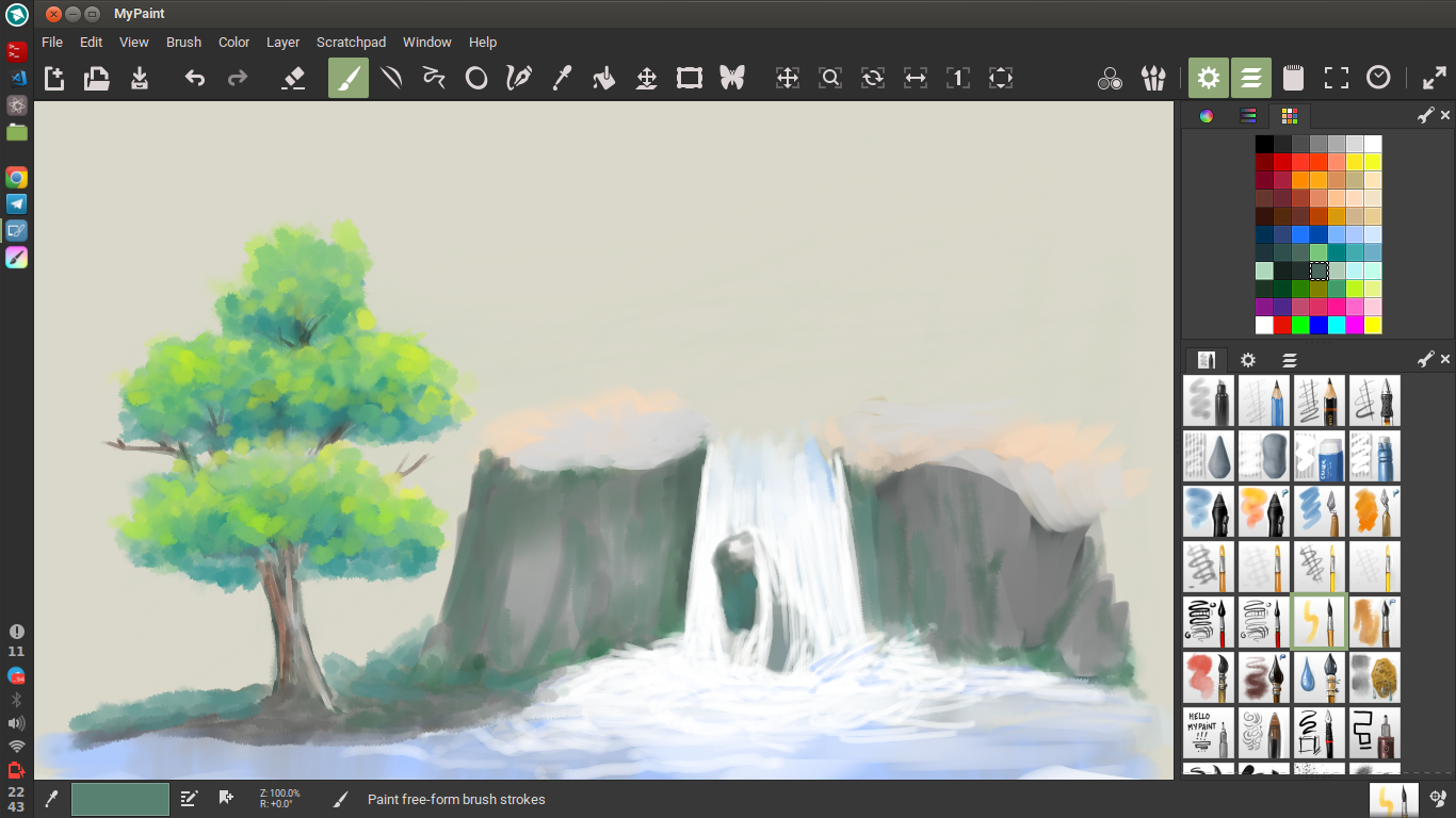 Menggambar dengan cat air di MyPaint